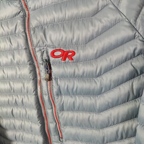 Outdoor Research Mens Large Verismo Hooded Down Jacket Blue Full Zip (Read Desc) - Picture 6 of 8